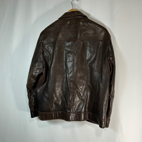 Marc New York Men's Brown Leather Jacket Moto Zip Up Distressed XL - Picture 7 of 13